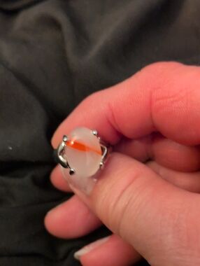 Sterling Silver Orange-Striped Moonstone Ring